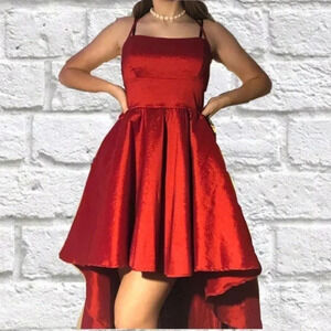Windsor Women's Red Shanghai Strap Farrah High Low Taffeta Prom Dress Size Large